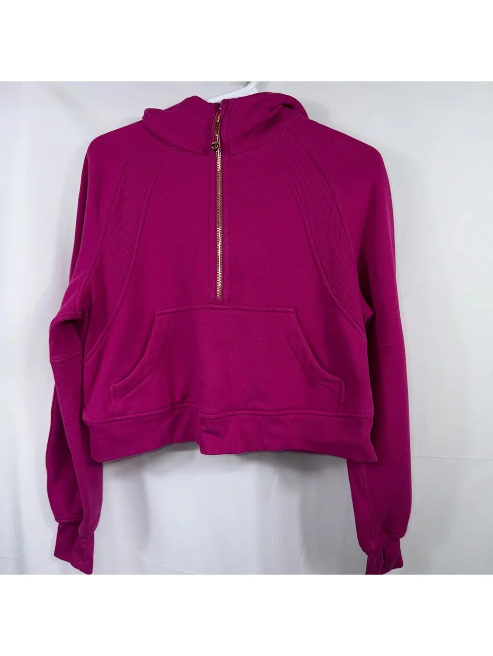 Lululemon Women’s XS/S Pink Half Zip Cropped Scuba Hoodie Gold Zip